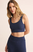 Z Supply Lounge Zoe Rib Tank Bra in Blue Sapphire-Bra/Bralette-Z Supply Lounge-Deja Nu Boutique, Women's Fashion Boutique in Lampasas, Texas