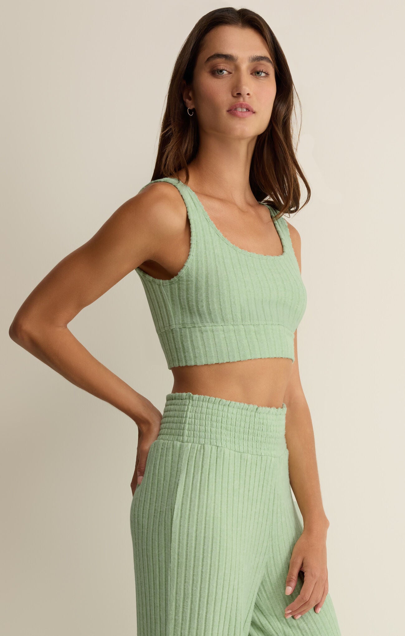 Z Supply Lounge Zoe Rib Tank Bra in Sprout-Lounge Wear-Z Supply Lounge-Deja Nu Boutique, Women's Fashion Boutique in Lampasas, Texas