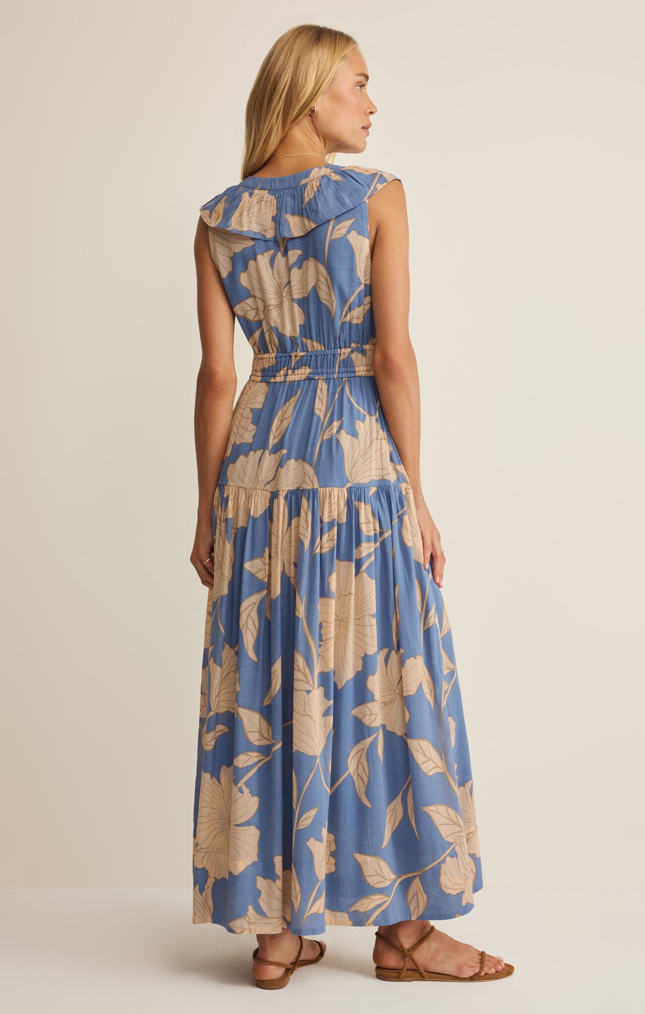 Z Supply Malene Bloom Floral Maxi Dress in Lake Blue-Maxi Dresses-Z Supply-Deja Nu Boutique, Women's Fashion Boutique in Lampasas, Texas