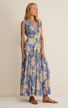 Z Supply Malene Bloom Floral Maxi Dress in Lake Blue-Maxi Dresses-Z Supply-Deja Nu Boutique, Women's Fashion Boutique in Lampasas, Texas