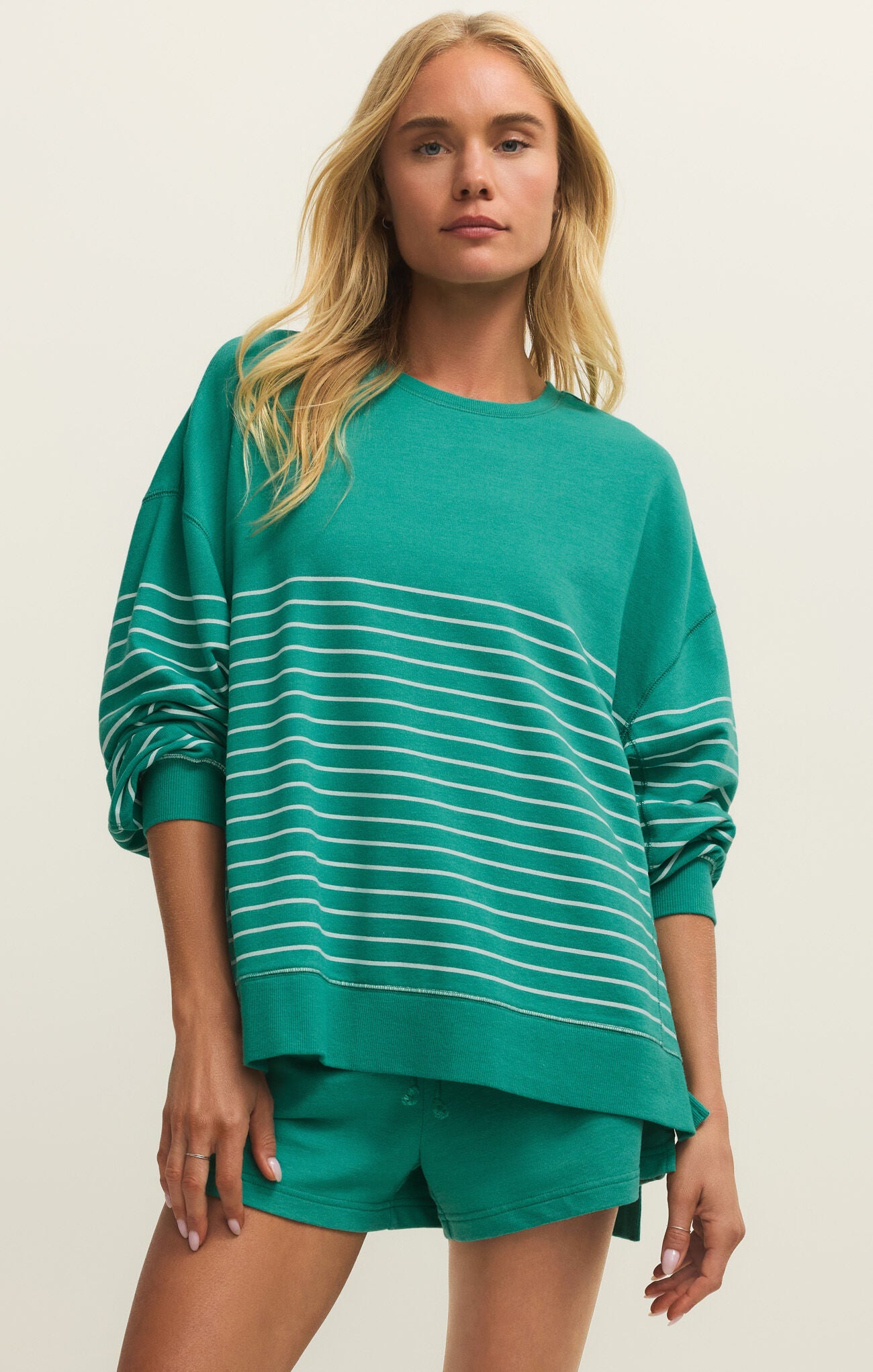 Z Supply Modern Weekender Stripe Pullover in La Paloma-sweatshirt-Z Supply Activewear-Deja Nu Boutique, Women's Fashion Boutique in Lampasas, Texas