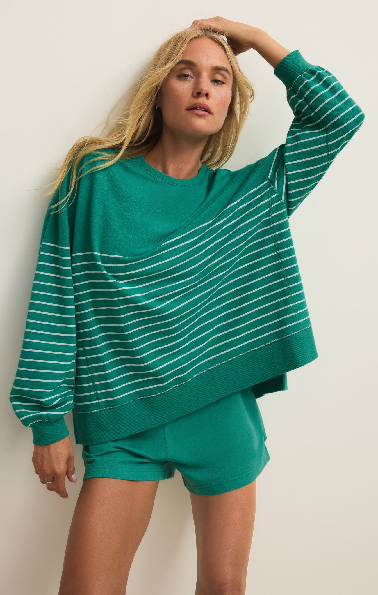 Z Supply Modern Weekender Stripe Pullover in La Paloma-sweatshirt-Z Supply Activewear-Deja Nu Boutique, Women's Fashion Boutique in Lampasas, Texas