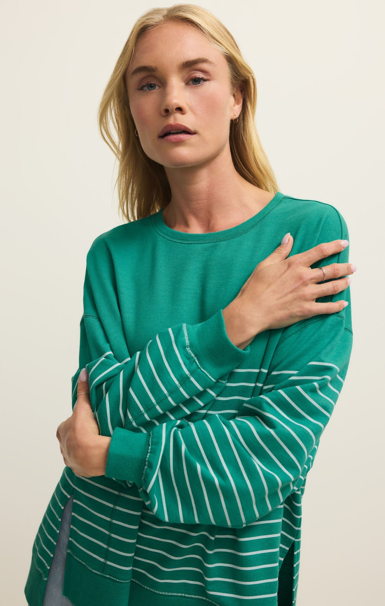 Z Supply Modern Weekender Stripe Pullover in La Paloma-sweatshirt-Z Supply Activewear-Deja Nu Boutique, Women's Fashion Boutique in Lampasas, Texas