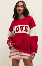 Z Supply Oversized Love Sweatshirt in Kiss Me Red-sweatshirt-Z Supply Lounge-Deja Nu Boutique, Women's Fashion Boutique in Lampasas, Texas