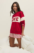 Z Supply Oversized Love Sweatshirt in Kiss Me Red-sweatshirt-Z Supply Lounge-Deja Nu Boutique, Women's Fashion Boutique in Lampasas, Texas
