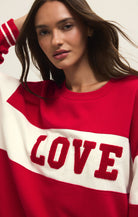 Z Supply Oversized Love Sweatshirt in Kiss Me Red-sweatshirt-Z Supply Lounge-Deja Nu Boutique, Women's Fashion Boutique in Lampasas, Texas