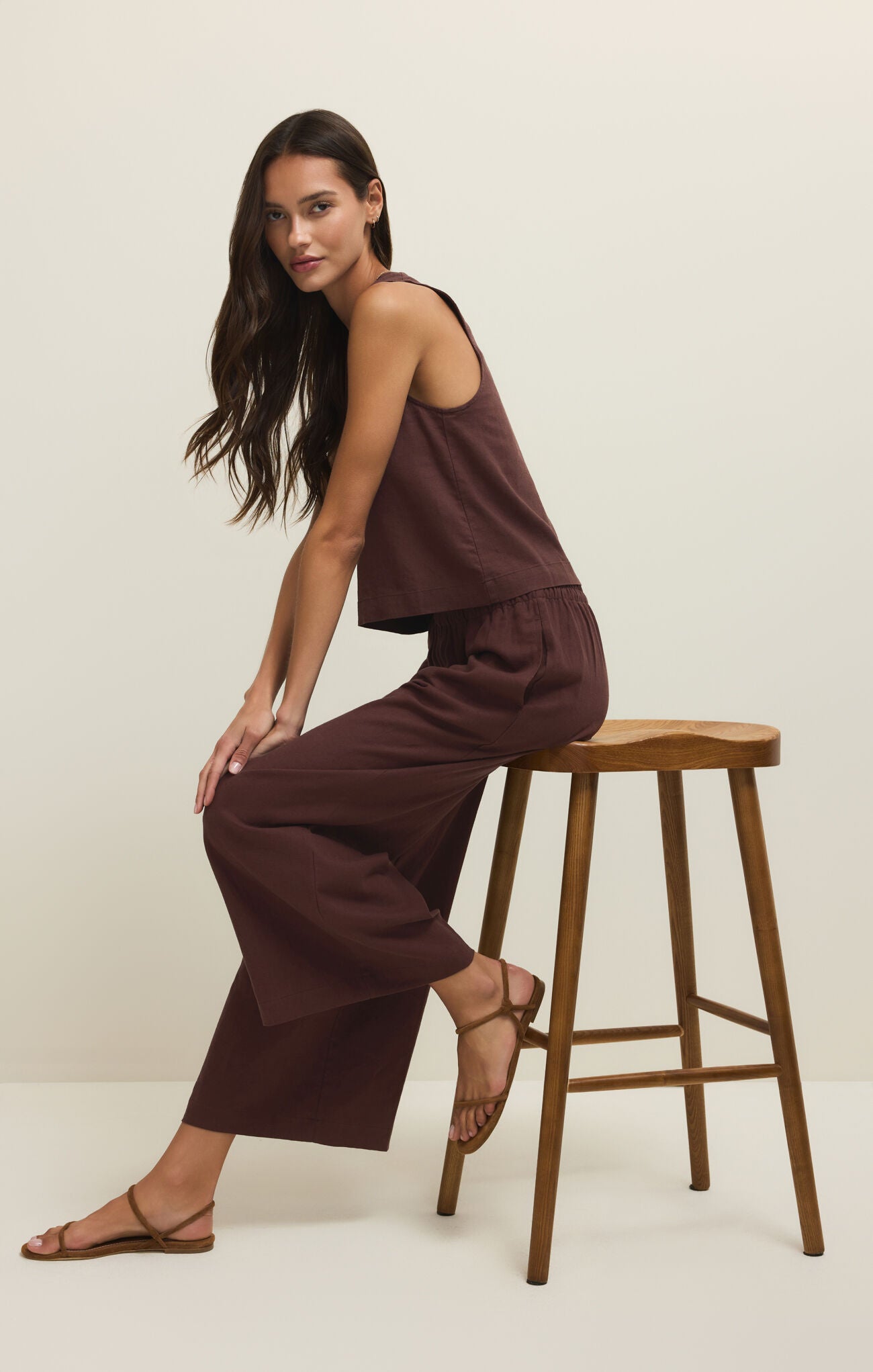 Z Supply Scout Linen Pant in Chocolate Cherry-Pants-Z Supply-Deja Nu Boutique, Women's Fashion Boutique in Lampasas, Texas
