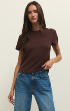 Z Supply Tourist Knit Jersey Tee In Chocolate Cherry-T-Shirts-Z Supply-Deja Nu Boutique, Women's Fashion Boutique in Lampasas, Texas