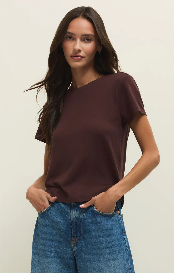 Z Supply Tourist Knit Jersey Tee In Chocolate Cherry-T-Shirts-Z Supply-Deja Nu Boutique, Women's Fashion Boutique in Lampasas, Texas