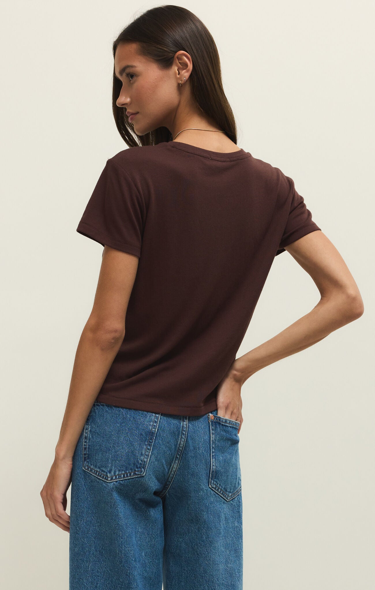 Z Supply Tourist Knit Jersey Tee In Chocolate Cherry-T-Shirts-Z Supply-Deja Nu Boutique, Women's Fashion Boutique in Lampasas, Texas