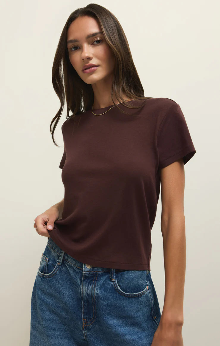 Z Supply Tourist Knit Jersey Tee In Chocolate Cherry-T-Shirts-Z Supply-Deja Nu Boutique, Women's Fashion Boutique in Lampasas, Texas