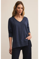 Z Supply Weekender V-Neck in Blue Sapphire-Tops-Z Supply-Deja Nu Boutique, Women's Fashion Boutique in Lampasas, Texas