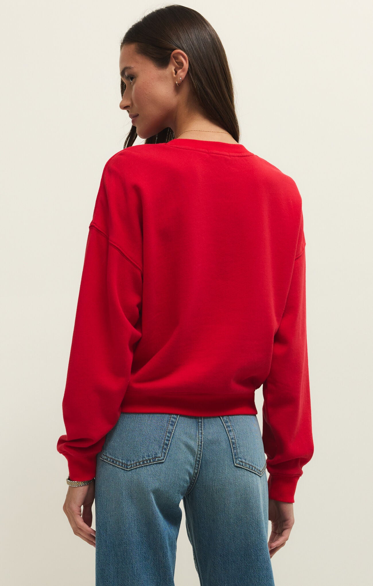 Z SUPPLY First Date Sweatshirt in Kiss Me Red (ZT261450)-sweatshirt-Z Supply-Deja Nu Boutique, Women's Fashion Boutique in Lampasas, Texas