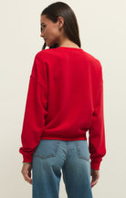 Z SUPPLY First Date Sweatshirt in Kiss Me Red (ZT261450)-sweatshirt-Z Supply-Deja Nu Boutique, Women's Fashion Boutique in Lampasas, Texas