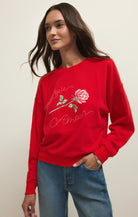 Z SUPPLY First Date Sweatshirt in Kiss Me Red (ZT261450)-sweatshirt-Z Supply-Deja Nu Boutique, Women's Fashion Boutique in Lampasas, Texas