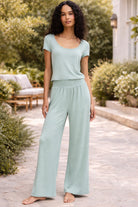 Z Supply Lounge Dawn Smocked Pant in Crystal Green-Lounge Wear-Z Supply Lounge-Deja Nu Boutique, Women's Fashion Boutique in Lampasas, Texas