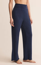 Z Supply Lounge Dawn Smocked Rib Pant in Blue Sapphire-Bottoms-Z Supply Lounge-Deja Nu Boutique, Women's Fashion Boutique in Lampasas, Texas