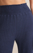 Z Supply Lounge Dawn Smocked Rib Pant in Blue Sapphire-Bottoms-Z Supply Lounge-Deja Nu Boutique, Women's Fashion Boutique in Lampasas, Texas