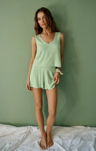 Z Supply Lounge Dawn Smocked Rib Short in Sprout-Lounge Wear-Z Supply Lounge-Deja Nu Boutique, Women's Fashion Boutique in Lampasas, Texas