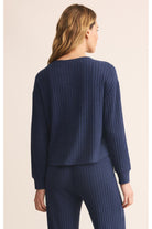 Z Supply Lounge Elfie Rib Long Sleeve Top in Blue Sapphire-Tops-Z Supply Lounge-Deja Nu Boutique, Women's Fashion Boutique in Lampasas, Texas