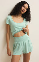 Z Supply Lounge Flower Market Soft Knit Tee in Crystal Green-Lounge Wear-Z Supply Lounge-Deja Nu Boutique, Women's Fashion Boutique in Lampasas, Texas