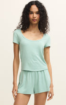 Z Supply Lounge Flower Market Soft Knit Tee in Crystal Green-Lounge Wear-Z Supply Lounge-Deja Nu Boutique, Women's Fashion Boutique in Lampasas, Texas