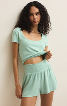 Z Supply Lounge Flower Market Soft Knit Tee in Crystal Green-Lounge Wear-Z Supply Lounge-Deja Nu Boutique, Women's Fashion Boutique in Lampasas, Texas