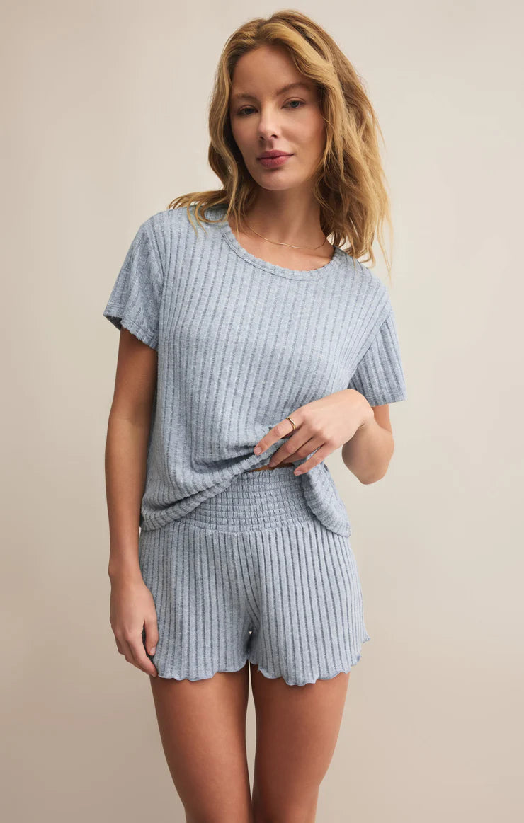 Z Supply Lounge Kara Rib Tee in Light Denim-Lounge Wear-Z Supply Lounge-Deja Nu Boutique, Women's Fashion Boutique in Lampasas, Texas