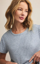 Z Supply Lounge Kara Rib Tee in Light Denim-Lounge Wear-Z Supply Lounge-Deja Nu Boutique, Women's Fashion Boutique in Lampasas, Texas