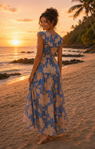 Z Supply Malene Bloom Floral Maxi Dress in Lake Blue-Maxi Dresses-Z Supply-Deja Nu Boutique, Women's Fashion Boutique in Lampasas, Texas