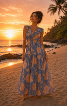 Z Supply Malene Bloom Floral Maxi Dress in Lake Blue-Maxi Dresses-Z Supply-Deja Nu Boutique, Women's Fashion Boutique in Lampasas, Texas