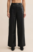 Z Supply Marli Wide Leg Vegan Leather Pant in Black-Bottoms-Z Supply-Deja Nu Boutique, Women's Fashion Boutique in Lampasas, Texas