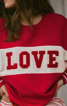 Z Supply Oversized Love Sweatshirt in Kiss Me Red-sweatshirt-Z Supply Lounge-Deja Nu Boutique, Women's Fashion Boutique in Lampasas, Texas