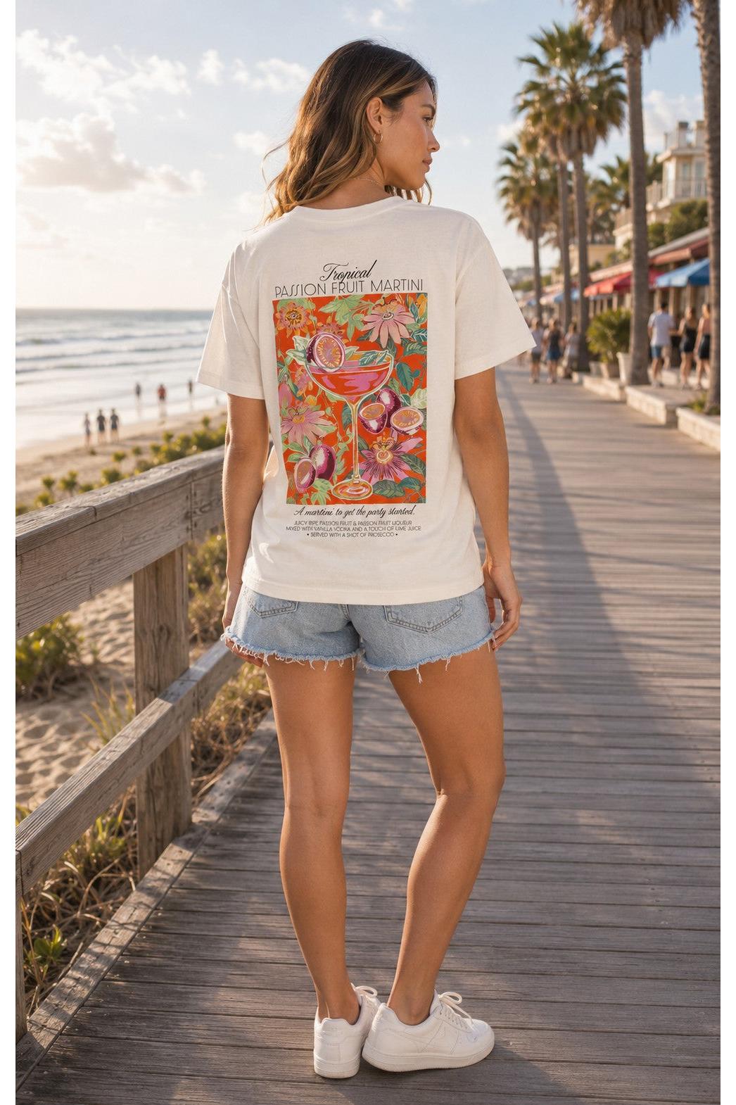 Z Supply Passion Martini Boyfriend Tee in Sea Salt-Graphic Tees-Z Supply-Deja Nu Boutique, Women's Fashion Boutique in Lampasas, Texas