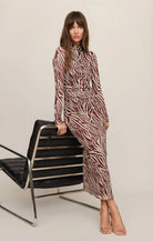 Z Supply Sevilla Zebra Mesh Midi Dress in Velvet Rouge-Midi Dresses-Z Supply-Deja Nu Boutique, Women's Fashion Boutique in Lampasas, Texas