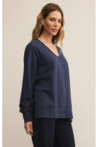 Z Supply Weekender V-Neck in Blue Sapphire-Tops-Z Supply-Deja Nu Boutique, Women's Fashion Boutique in Lampasas, Texas