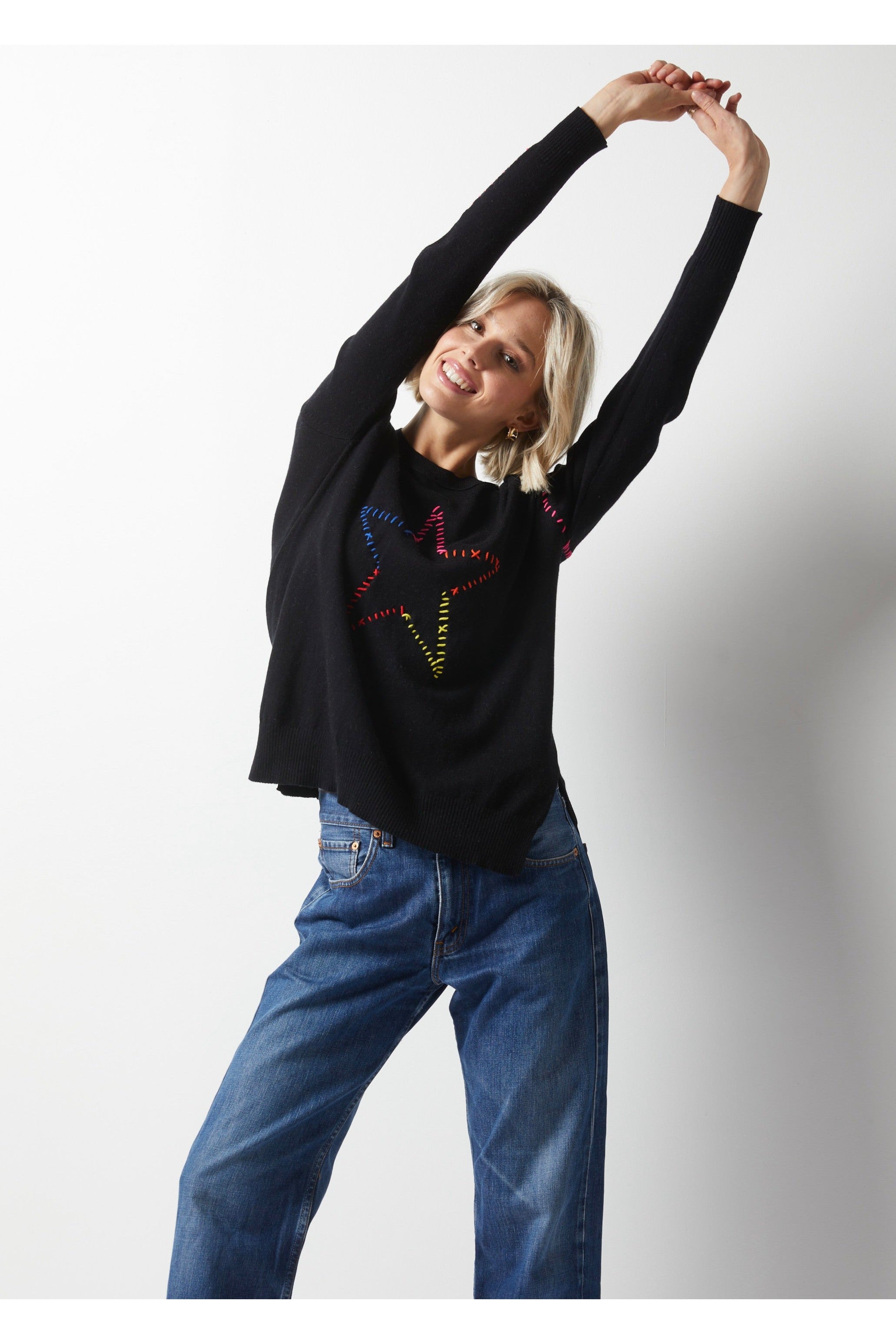 Zaket & Plover – Super Star Sweater – Black-Sweaters-Zaket & Plover-Deja Nu Boutique, Women's Fashion Boutique in Lampasas, Texas