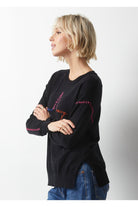 Zaket & Plover – Super Star Sweater – Black-Sweaters-Zaket & Plover-Deja Nu Boutique, Women's Fashion Boutique in Lampasas, Texas