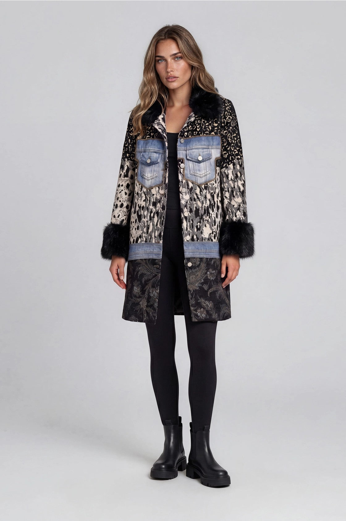 Adore Mixed Media Faux Fur Trim Jacket-Outerwear-Adore-Deja Nu Boutique, Women's Fashion Boutique in Lampasas, Texas