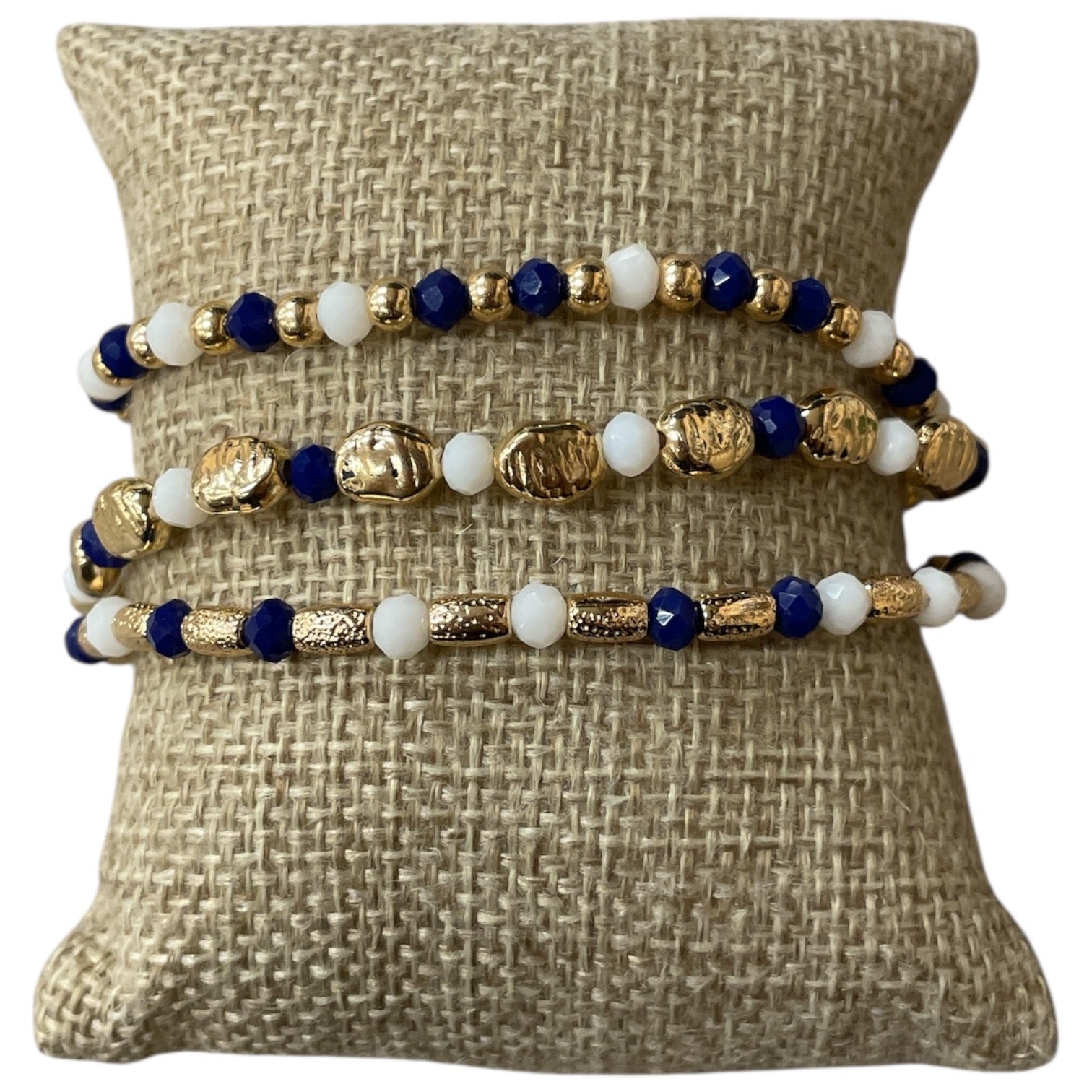 All That Glitterz Blue & White Beaded 3-Piece Bracelet Set-Bracelets-All That Glitterz-Deja Nu Boutique, Women's Fashion Boutique in Lampasas, Texas