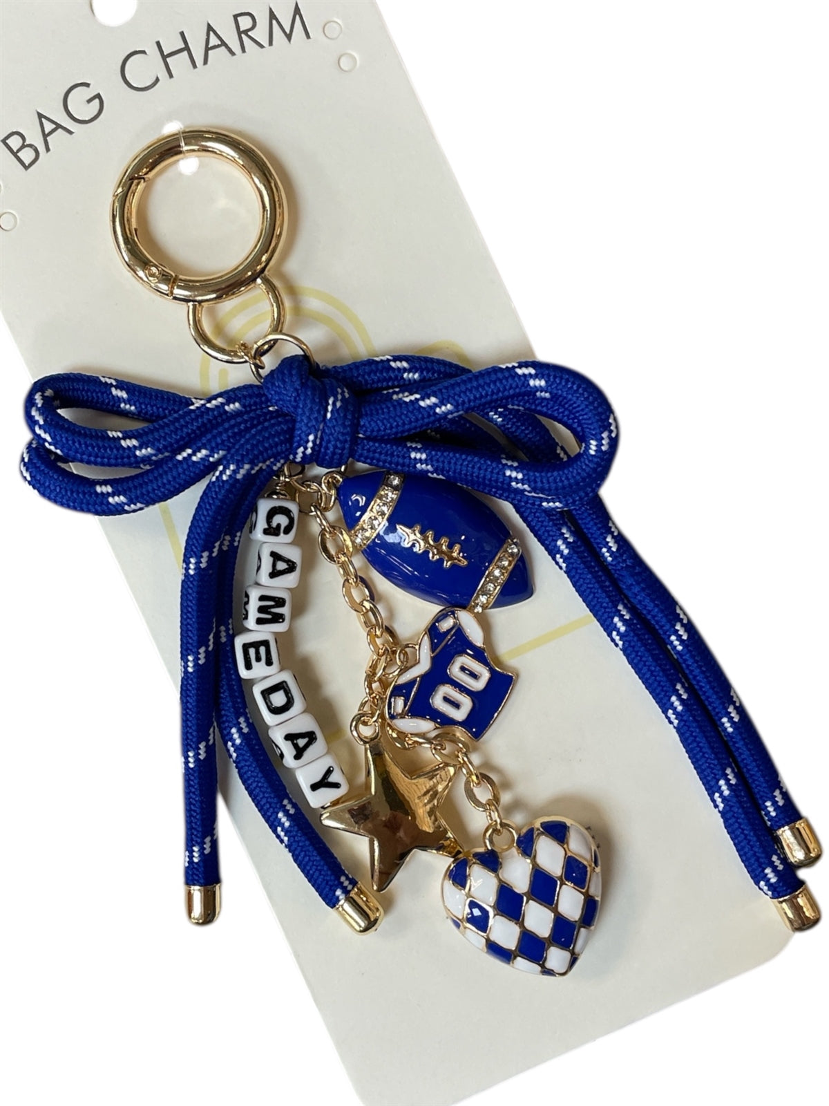 All That Glitterz Blue & White Game Day Bag Charm-bag charm-All That Glitterz-Deja Nu Boutique, Women's Fashion Boutique in Lampasas, Texas