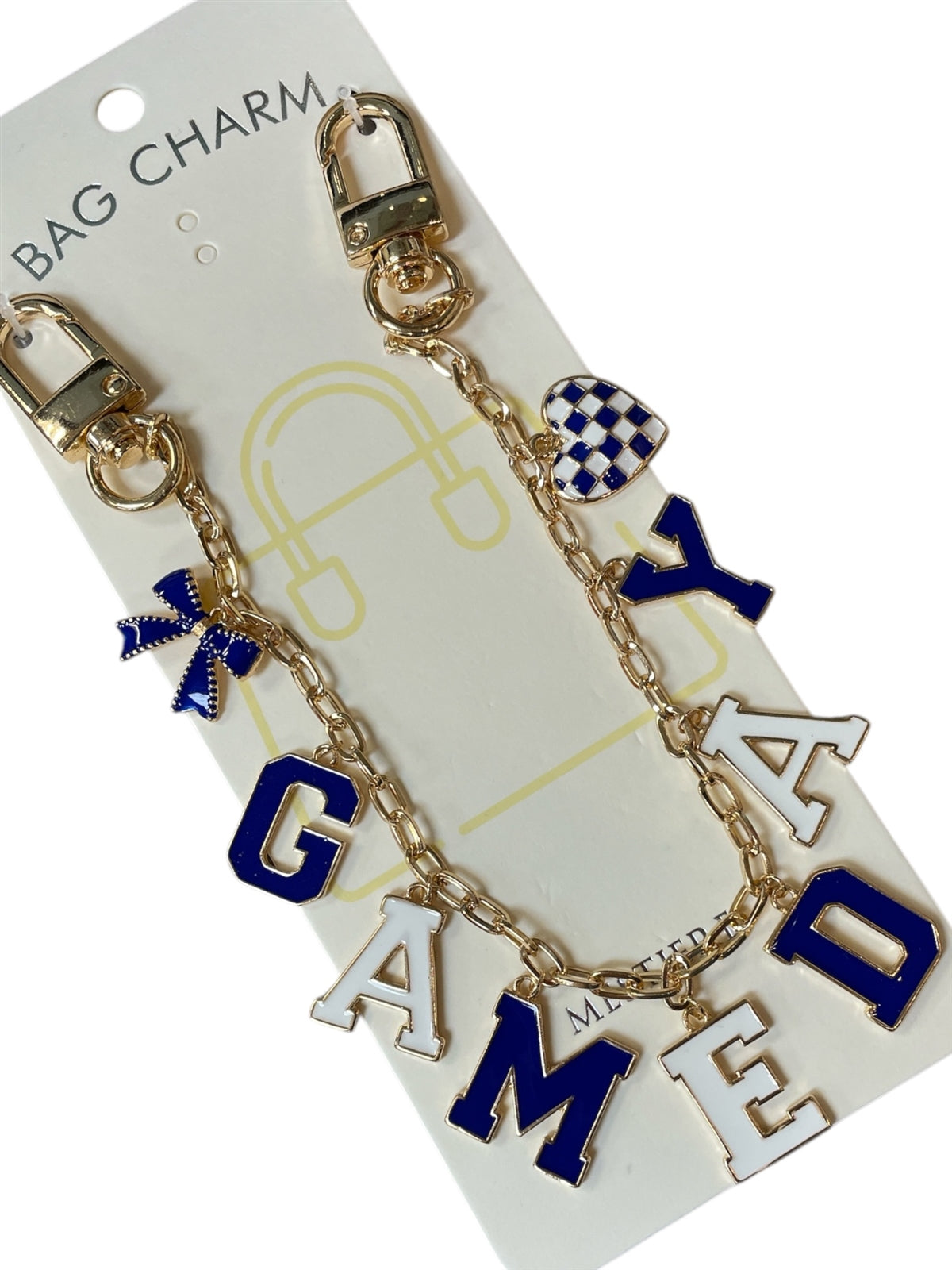 All That Glitterz Blue & White Game Day Bag Charm-bag charm-All That Glitterz-Deja Nu Boutique, Women's Fashion Boutique in Lampasas, Texas