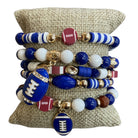 All That Glitterz Blue & White Multi Beaded Football Charm Bracelet Set-Bracelets-All That Glitterz-Deja Nu Boutique, Women's Fashion Boutique in Lampasas, Texas