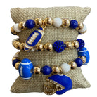 All That Glitterz Blue & White Multi Beaded Rhinestone Football Charm Bracelet Set-Bracelets-All That Glitterz-Deja Nu Boutique, Women's Fashion Boutique in Lampasas, Texas