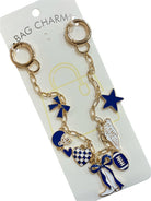 All That Glitterz Blue & White Multi Charm Game Day Bag Chain-bag charm-All That Glitterz-Deja Nu Boutique, Women's Fashion Boutique in Lampasas, Texas