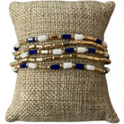 All That Glitterz Gold Blue White Beaded 5-Piece Bracelet Set-Bracelets-All That Glitterz-Deja Nu Boutique, Women's Fashion Boutique in Lampasas, Texas