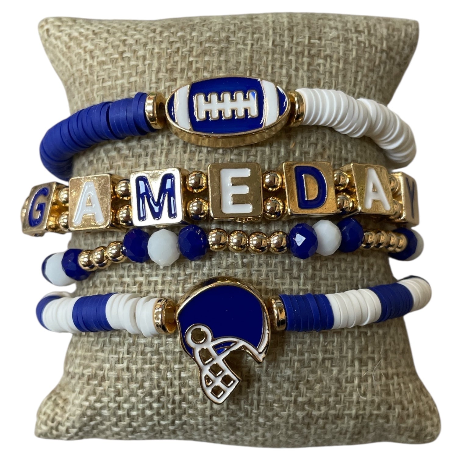 All That Glitterz Multi Beaded Blue & White Game Day Bracelet Set-Bracelets-All That Glitterz-Deja Nu Boutique, Women's Fashion Boutique in Lampasas, Texas
