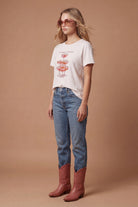 All Us Du Champagne Powder Pink Rhinestone Hi-Low Tee-T-Shirts-All Us-Deja Nu Boutique, Women's Fashion Boutique in Lampasas, Texas