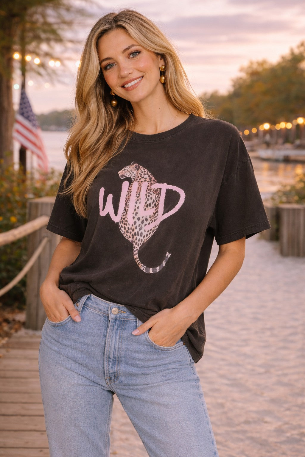 All Us Wild Leopard Big Boy Tee Vintage Black Graphic Tee-Graphic Tees-All Us-Deja Nu Boutique, Women's Fashion Boutique in Lampasas, Texas