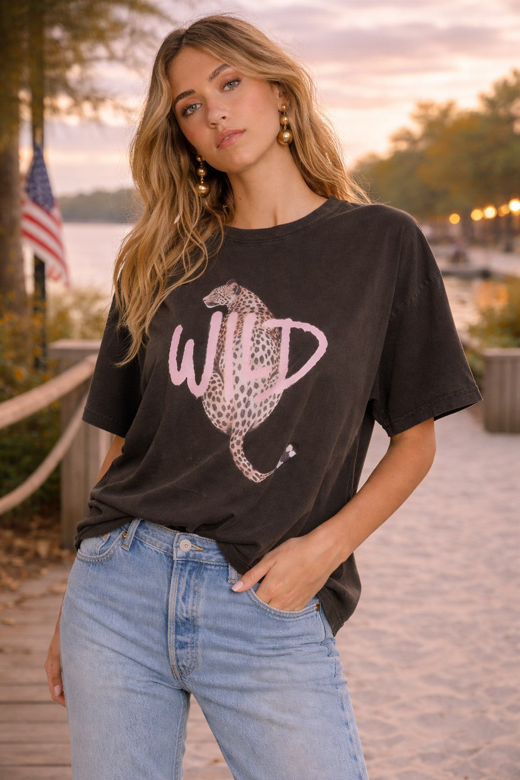 All Us Wild Leopard Big Boy Tee Vintage Black Graphic Tee-Graphic Tees-All Us-Deja Nu Boutique, Women's Fashion Boutique in Lampasas, Texas